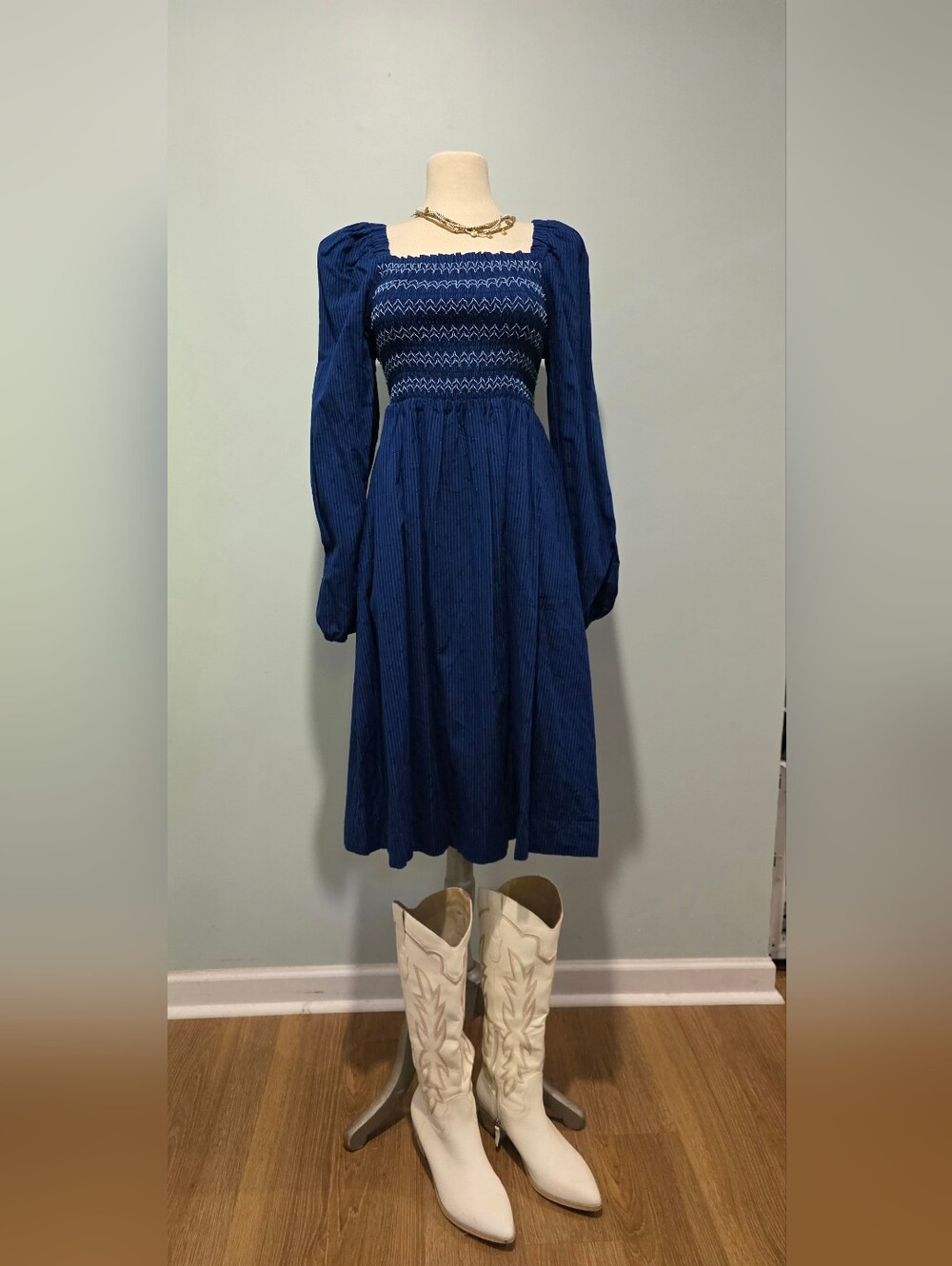 Draper James Navy Blue Textured Dress Sz M
